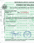 Boleto - recibo del impuesto de vialidad